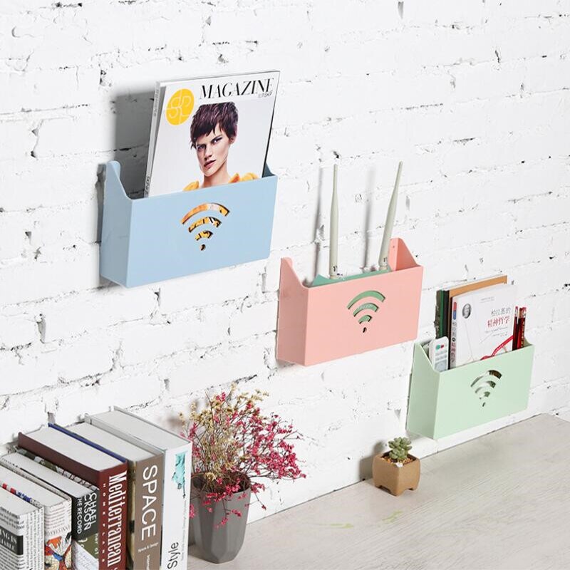 Caja de almacenamiento para enrutador colgante de pared, soporte de caja de estantería Wifi, organizador de almacenamiento de Cable de soporte de placa de enchufe montado en la pared