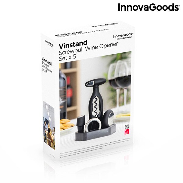 Set de Vino con Sacacorchos de Rosca y Accesorios Vinstand InnovaGoods 5 Piezas