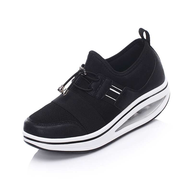 Women Sport Toning Shoes Black Gray Ladies Flat Platform Swing Shoes Spring Autumn Women Slimming Walking Sneakers