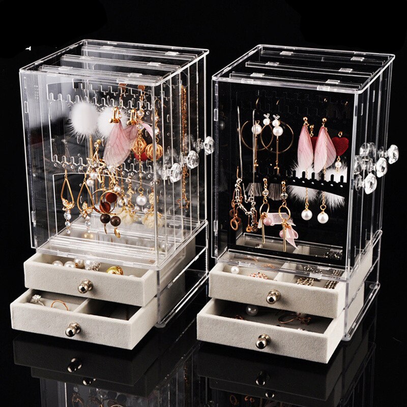 Jewelry Organizer Storage Box Necklace Display Case Earrings Bracelet Hanger Decoration Girls Women Makeup Storage Case