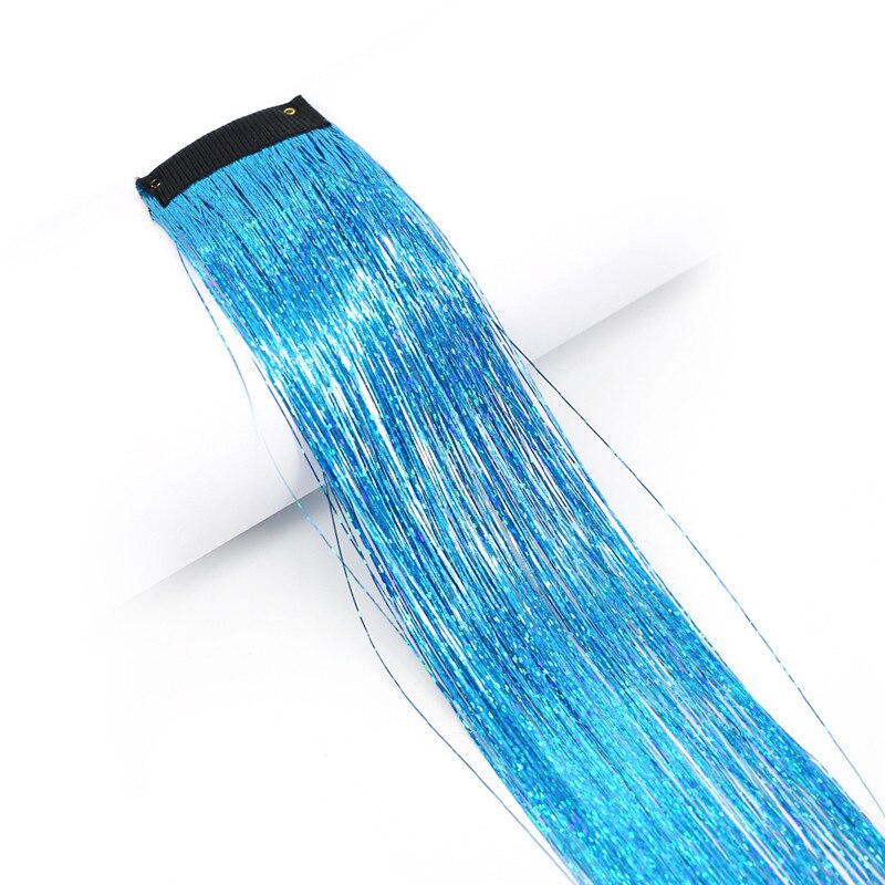 16 colors Glitter Hair Extensions Sparkle Hair Tinsel with Clip Highlights False Hair Strands 1pc Clip In Bling Hair: 10