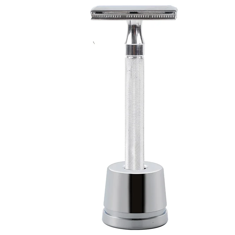 Rasoir de sécurité à double tranchant en acier inoxydable pour hommes, support de rasoir en métal, rasoir en métal pour homme avec base de rasoir: green