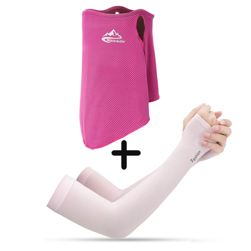 Mannen Hoofddeksels Bandana Fietsen Half Gezichtsmasker Neck Hood Cover Rijden Stofdicht Anti-Zweet Ademend Fiets Hoofd Sjaal voor Mannen: Scarf and Sleeves D