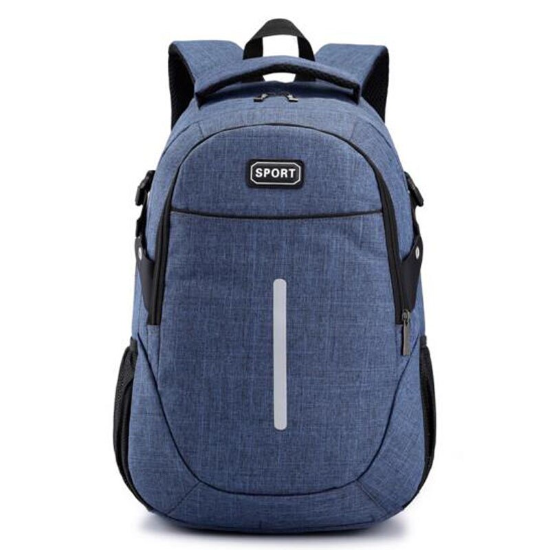 Teenagers School Bag Reflective Strip Boys Girls School Backpack Shoulder Bag Man Woman Backpack Travel Sport Bag Mochila: Blue