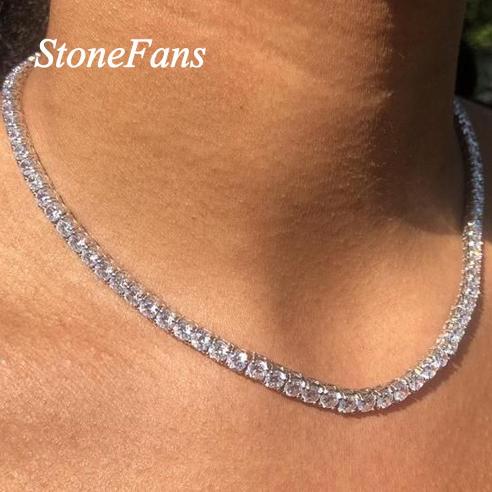 Stonefans Hiphop joyería para hombres Rhinstone tenis cadena inicial Collar para mujeres de lujo rapero collar gargantilla de cadena Iced Out