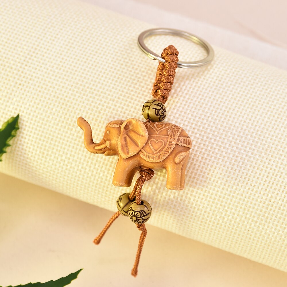 Kvinder mænd heldig træ elefant udskæring vedhæng nøglering religion kæde nøglering nøglering smykker sød nøglering