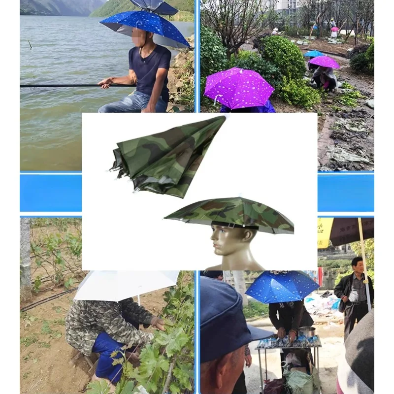 1pc cabeça ao ar livre guarda-chuva de pesca diâmetro 77cm portátil mãos livres ambiente proteger chuva abrigo pára-sol camuflagem verão