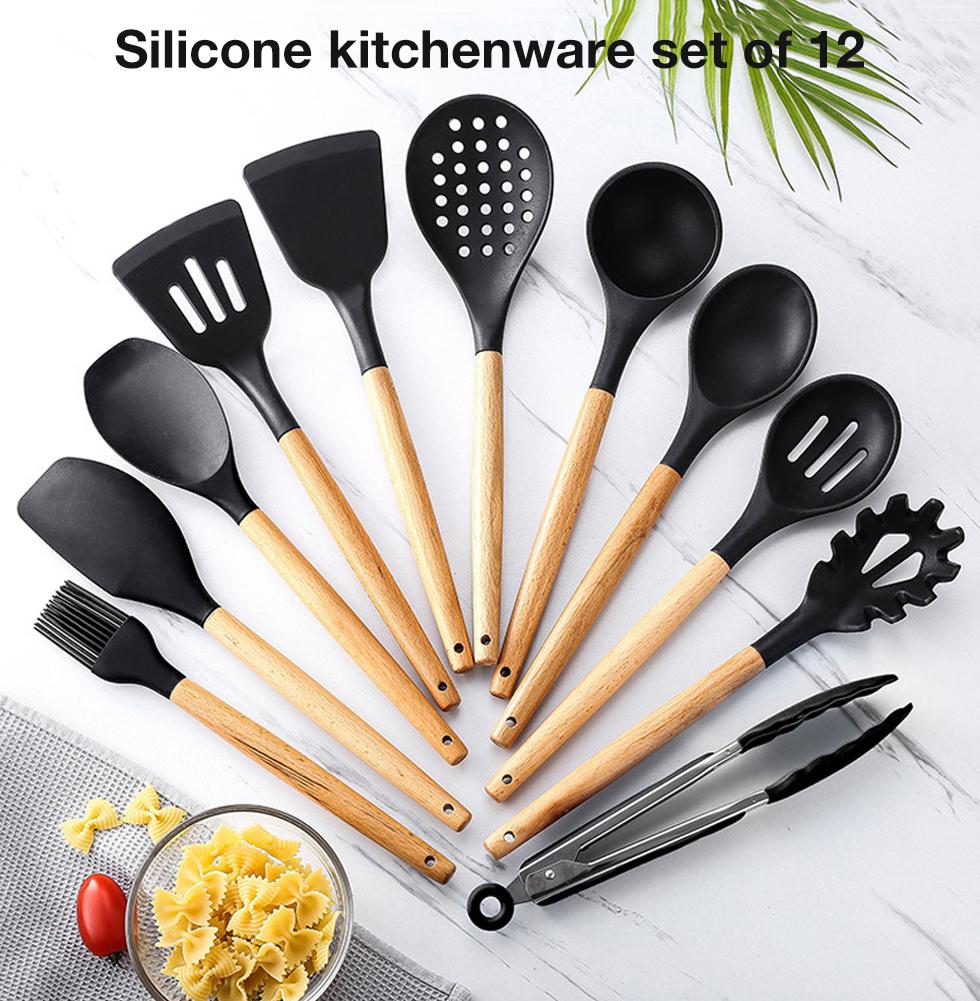 Houten Keukengerei Set van 11 Delen met Hittebestendig en Duurzaam Ontwerp