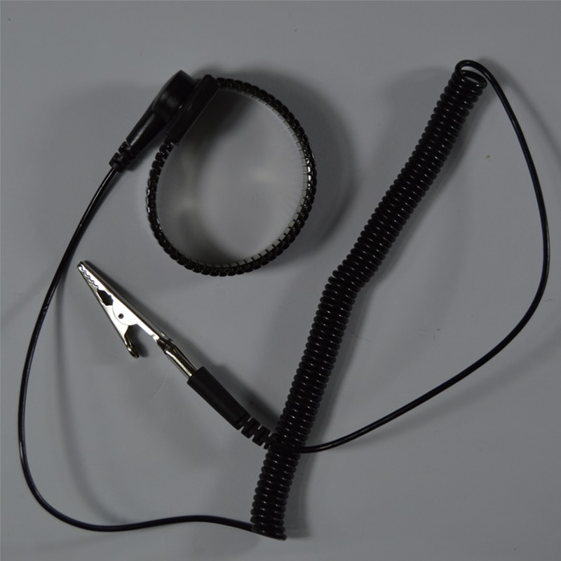 PU Anti statische Handgelenk Band Esd handschlaufe Schwarz/Blau Metall entladung Kabel draht Clip für Elektriker IC PLCC sicherheitsarbeit handschuhe