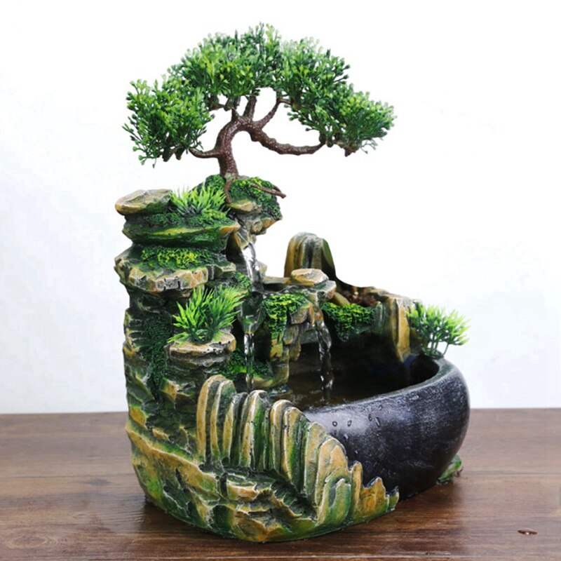 Indoor Relaxation Desktop Feng Shui Water Fountain Waterfall, Zen Meditation Indoor Waterfall Feature for Home US Plug