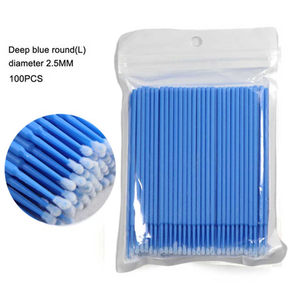 Disposable MicroBrush Eyelashes Extension Individual Lash Removing Swab Micro Brush For Eyelash Extension Tools: Deep blue L