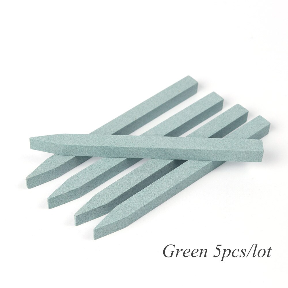 5 Pcs Nail File Cuticle Remover Nail Buffer Quartz Scrubs Steen Slijpen Staaf Gel Polish Manicure Nail Gereedschap JI1000: Green