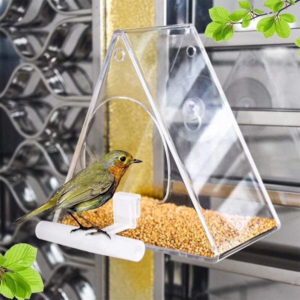 Transparent Window Bird Feeder Clear Birdhouse Suction Cup and Hanging Bird Feeders For Outside Garden Yard Pet Birds