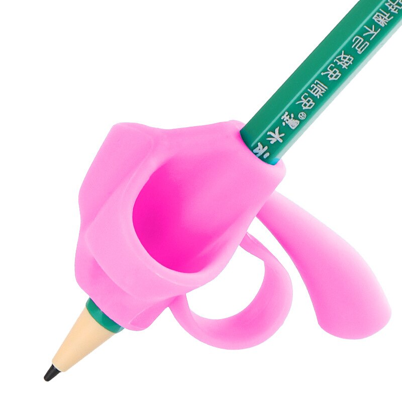 Three/Five Finger Silicone Pen Holder Writing Aids Beginner Writing Thumb Correction Grip Trainer Children Supplies: 5 fingers pink