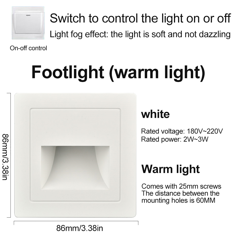 AC180-220V Ingelegde 86 Vloer Licht Schakelaar Bediening Led Wandlamp Inbouw Lamp Voor Gang Trap Trap Nachtlampje Trap: Bundle2