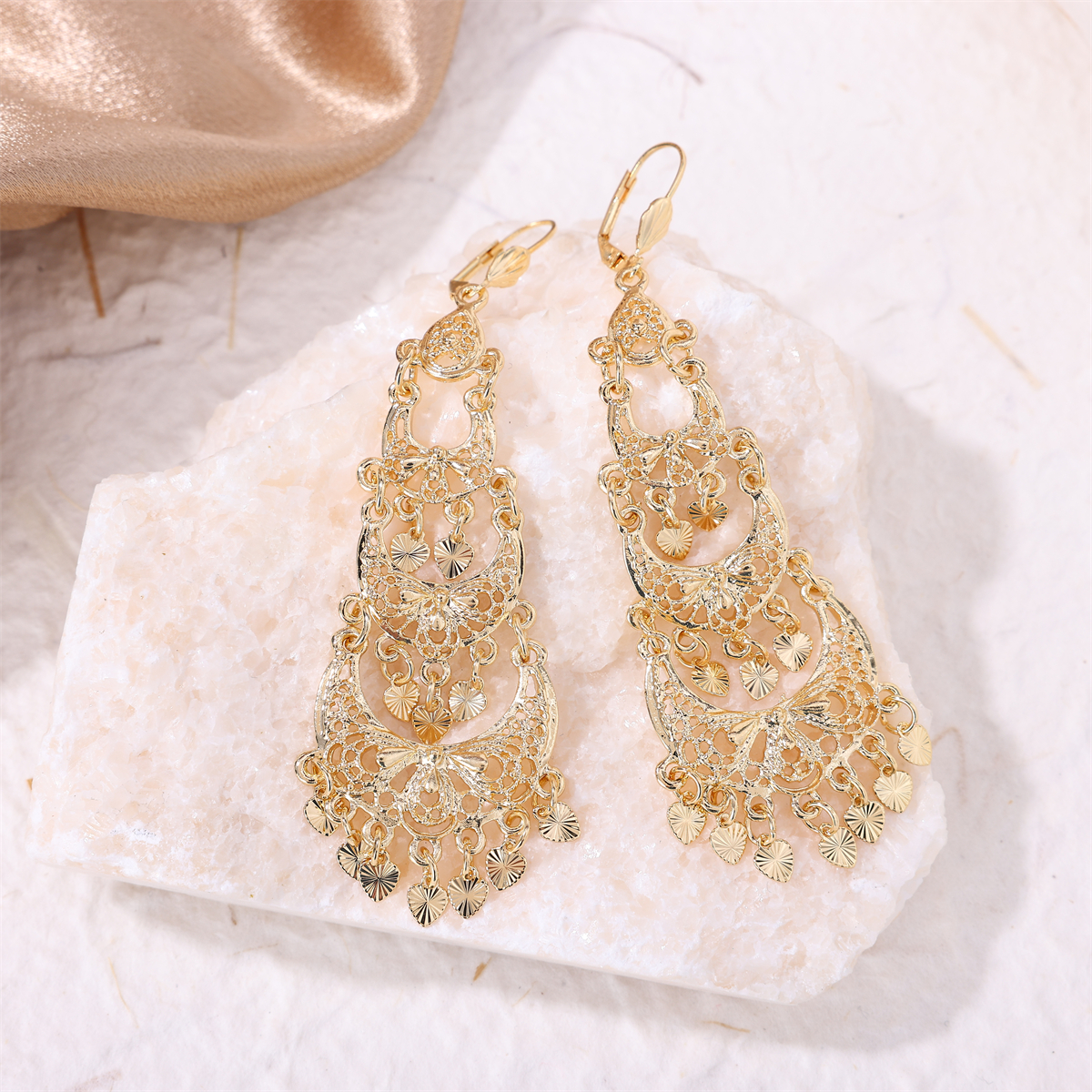Boucles d'oreilles de luxe à pampilles de couleur dorée pour femmes, bijoux de Banquet à la , crochet français,: Deep Purple