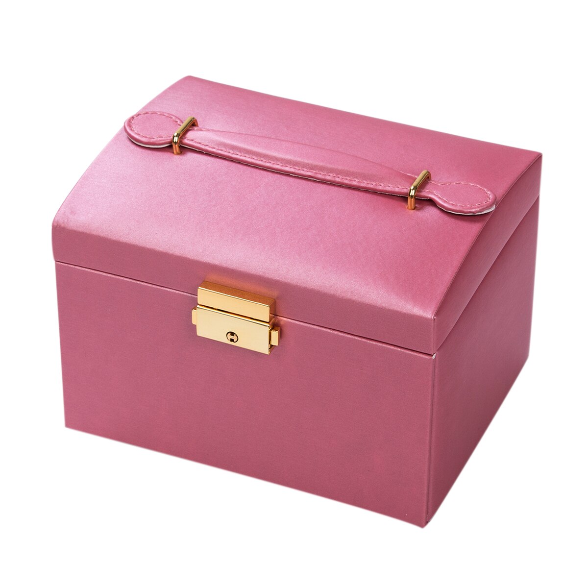 Jewellery Box Rings Necklaces Bracelets Jewelry Storage Organiser Drawer Cabinet 3-Layers 2-Drawers Carrying Storage Case: Pink