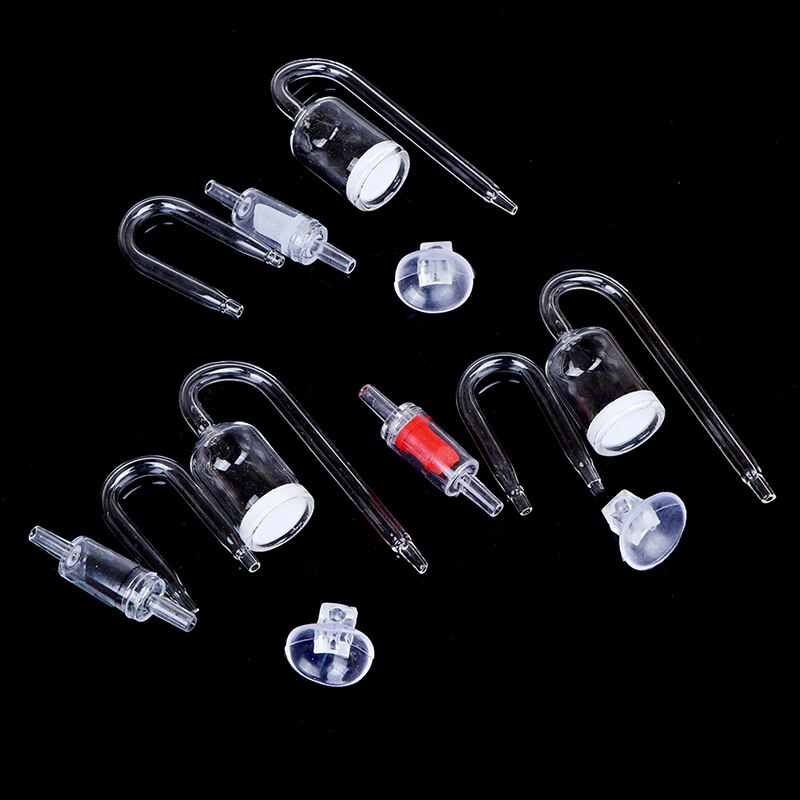 Aquarium Glas CO2 Diffusor Überprüfen Ventil U bilden Glas Rohr Saugnapf Bausatz Für Aquarium Aquarium Überprüfen Ventil einstellen CO2 Zerstäuber