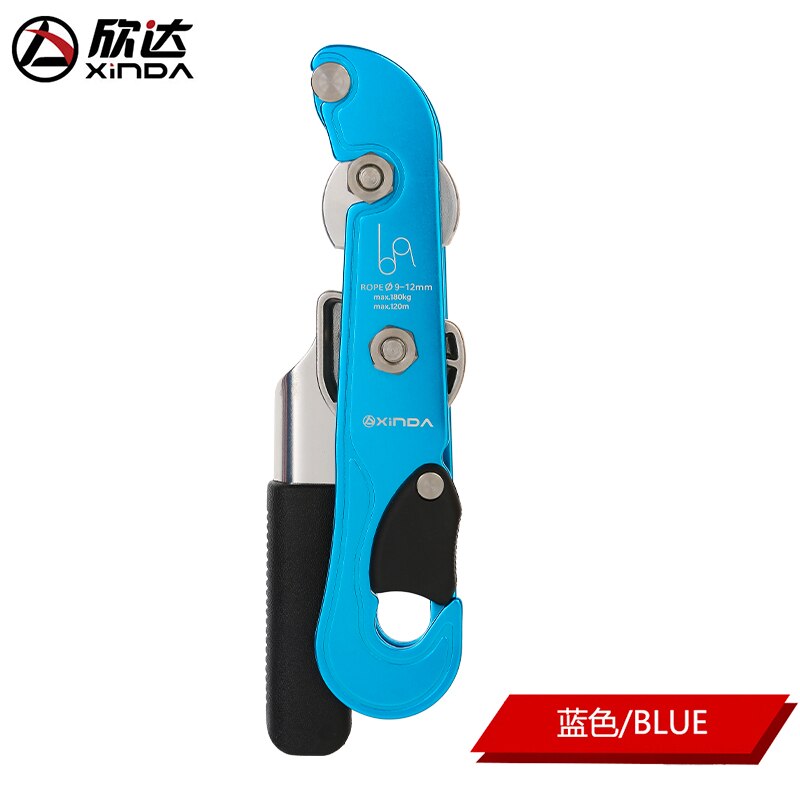 XINDA Rock Climbing Descent device STOP Handle-Control Abseiling Device Downhill Descender Rappelling Brake: Blue