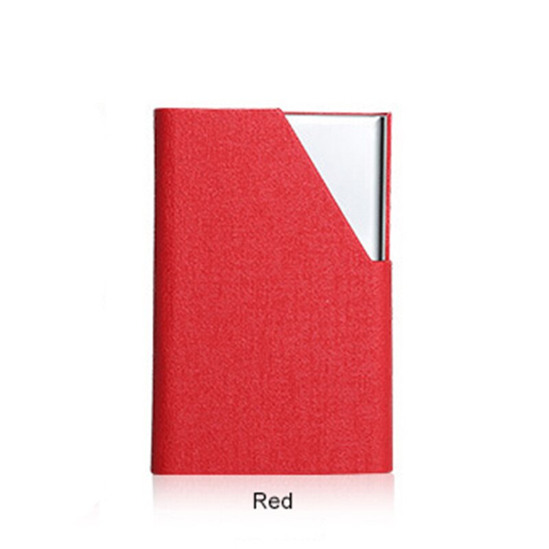 LILY QUEEN Women ID Card Holder Credit Cards Case Metal Stainless Steel Aluminum Alloy: Red