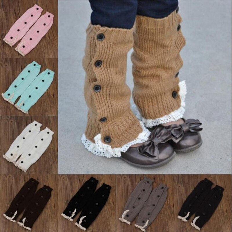 5 paia/lotto pile mucchio calzini moda inverno pizzo pulsante scaldamuscoli calza lavorata a maglia coprigambe scaldamuscoli morbidi stivali classici calzino lavorato a maglia