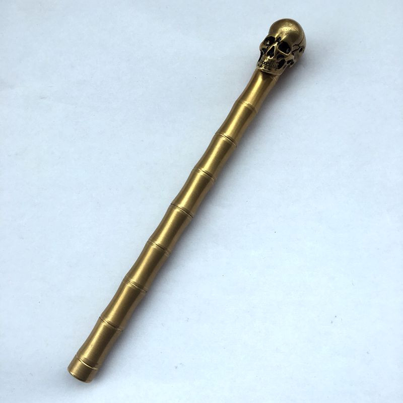 Writing Tools Handmade Solid Brass Pen Skull Ball Point Pen Bamboo Model Brass Ballpoint Pens