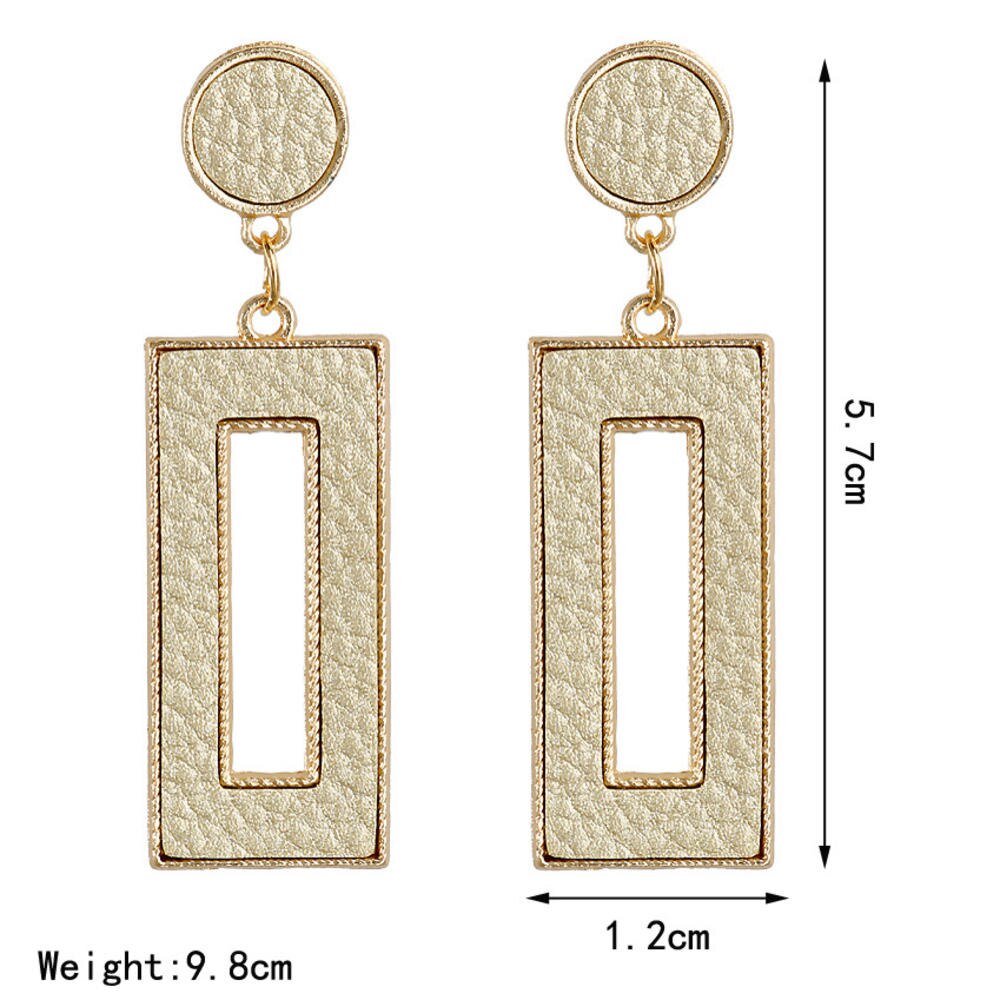 1 paire Europe haut de gamme géométrique carré Pu pendentif boucles d'oreilles femme tempérament rétro boucles d'oreilles bijoux nouveauté