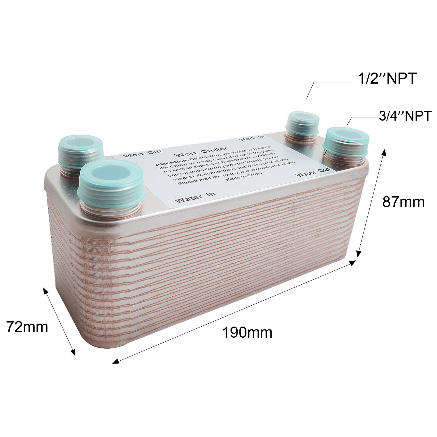 Homebrew Wort Chiller 11/20/30/40 Plates Heat Exchanger beer brewing 304 Stainless Steel High Efficient: 30plates 1-2  3-4NPT