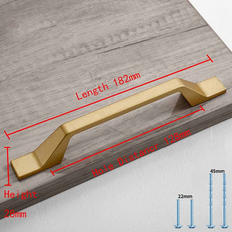 Simple Style Matte Gold Cabinet Handles Solid Aluminum Alloy Kitchen Cupboard Pulls Drawer Knobs Furniture Handle Hardware