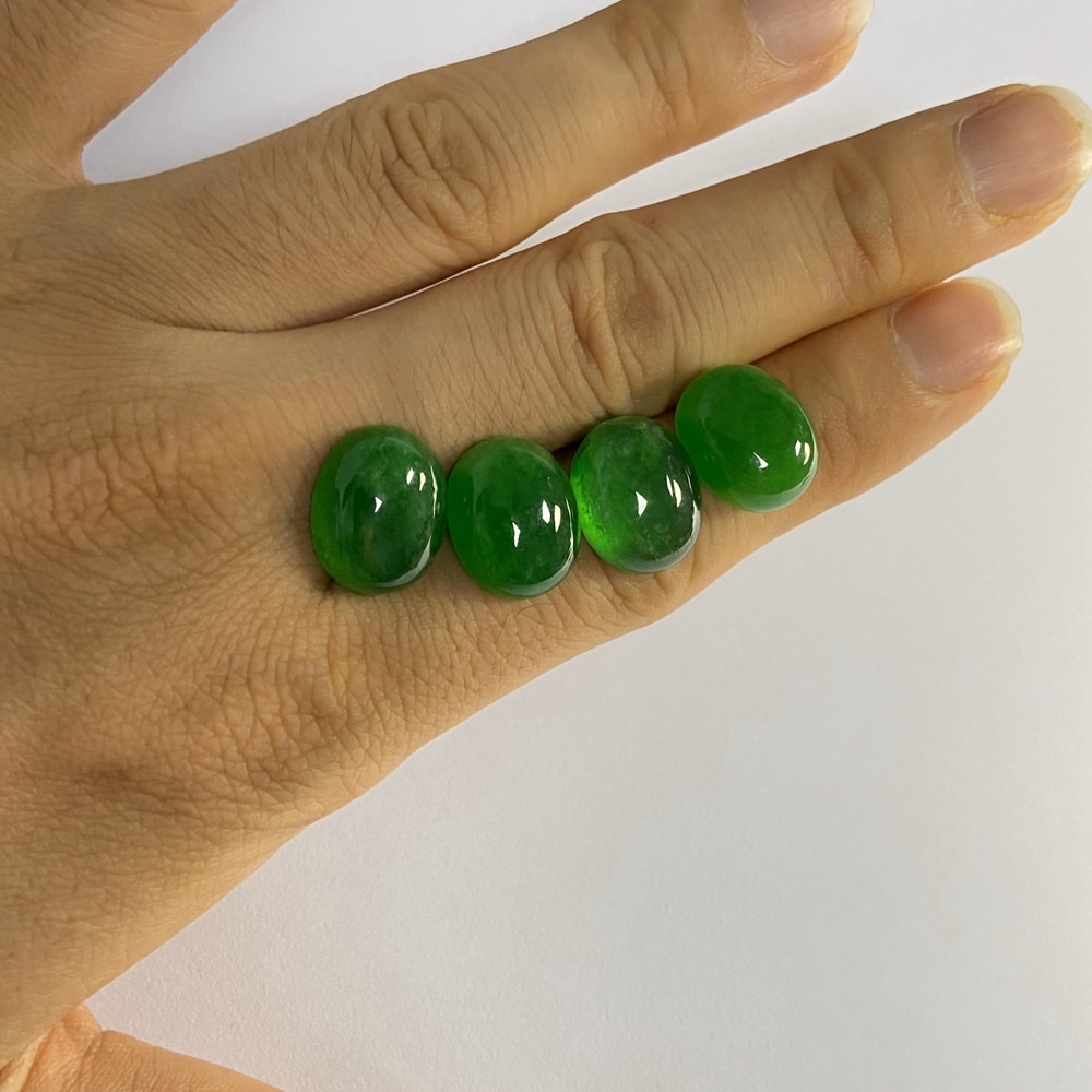 GRC Certificato naturale Giadeite Verde della pietra preziosa Ovale forma 6x4-20x15mm flatback cabochon di pietra anello di giada
