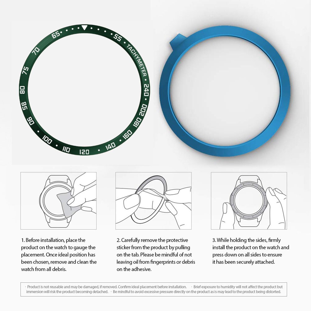 45mm smart ur cover til samsung galaxy watch 3 bezel ring anti-ridse stål bezel ring selvklæbende cover ur tilbehør: Militærgrøn