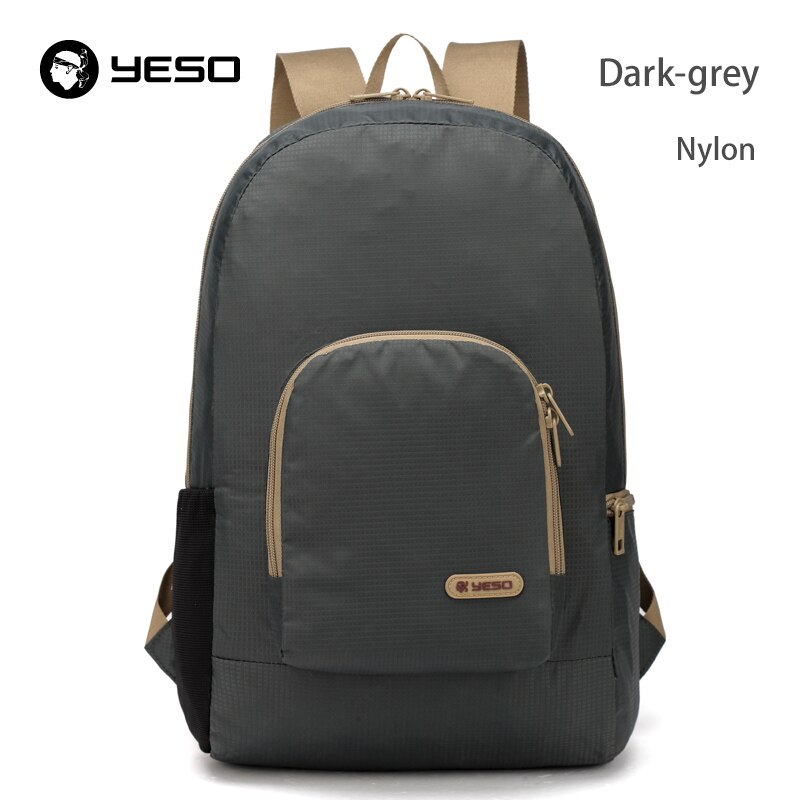 YESO Neue Männer Faltbare Rucksack Für Teenager Lässig Reise Rucksack Wasserdichte Tragbare Klapp Rucksack Frauen Nylon Taschen: dark gray