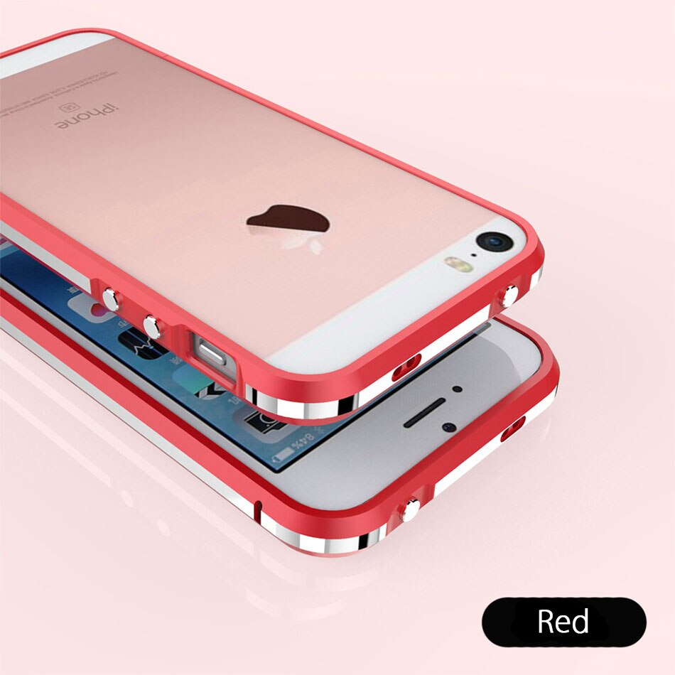 Étui de luxe pour iPhone 5s 5 aluminium pare-chocs antichoc armure housse pour iPhone SE: Rouge