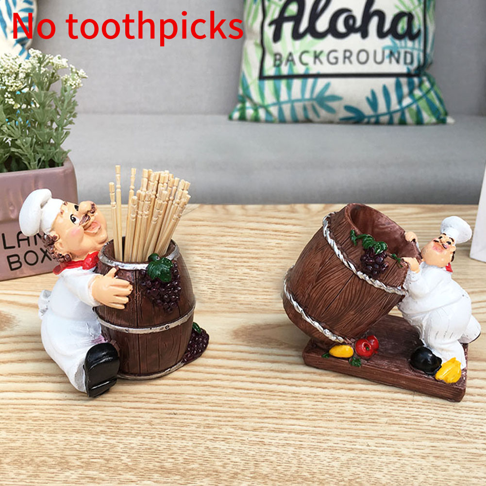 Restaurant Table Accessories Kitchen Home Decor Fat Chef Shape Toothpick Holder Storage Box Dispenser No Lid Resin Container