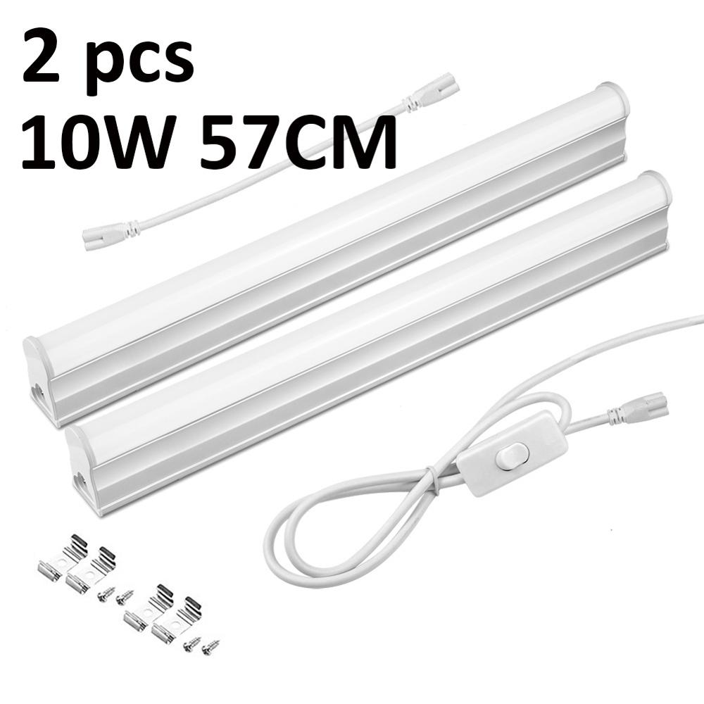 Lights For Kitchen AC 220V LED Bar light Lamp With EU Plug Switch Closet backlight 29cm 57cm led cocina cabinet lighting 6W 10W: 2 PCS 10W / White