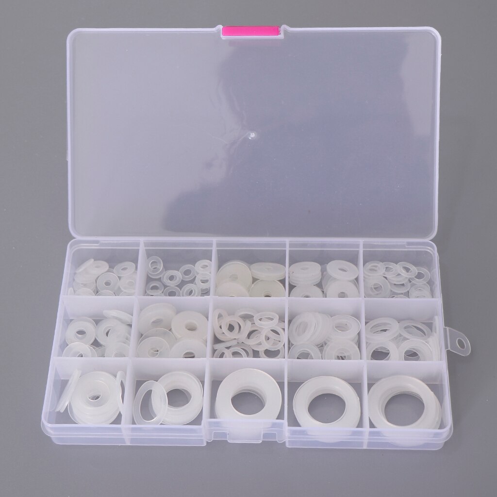 250 stk hvid nylon o ring skivetætninger pakning sortiment kit til bilbåd