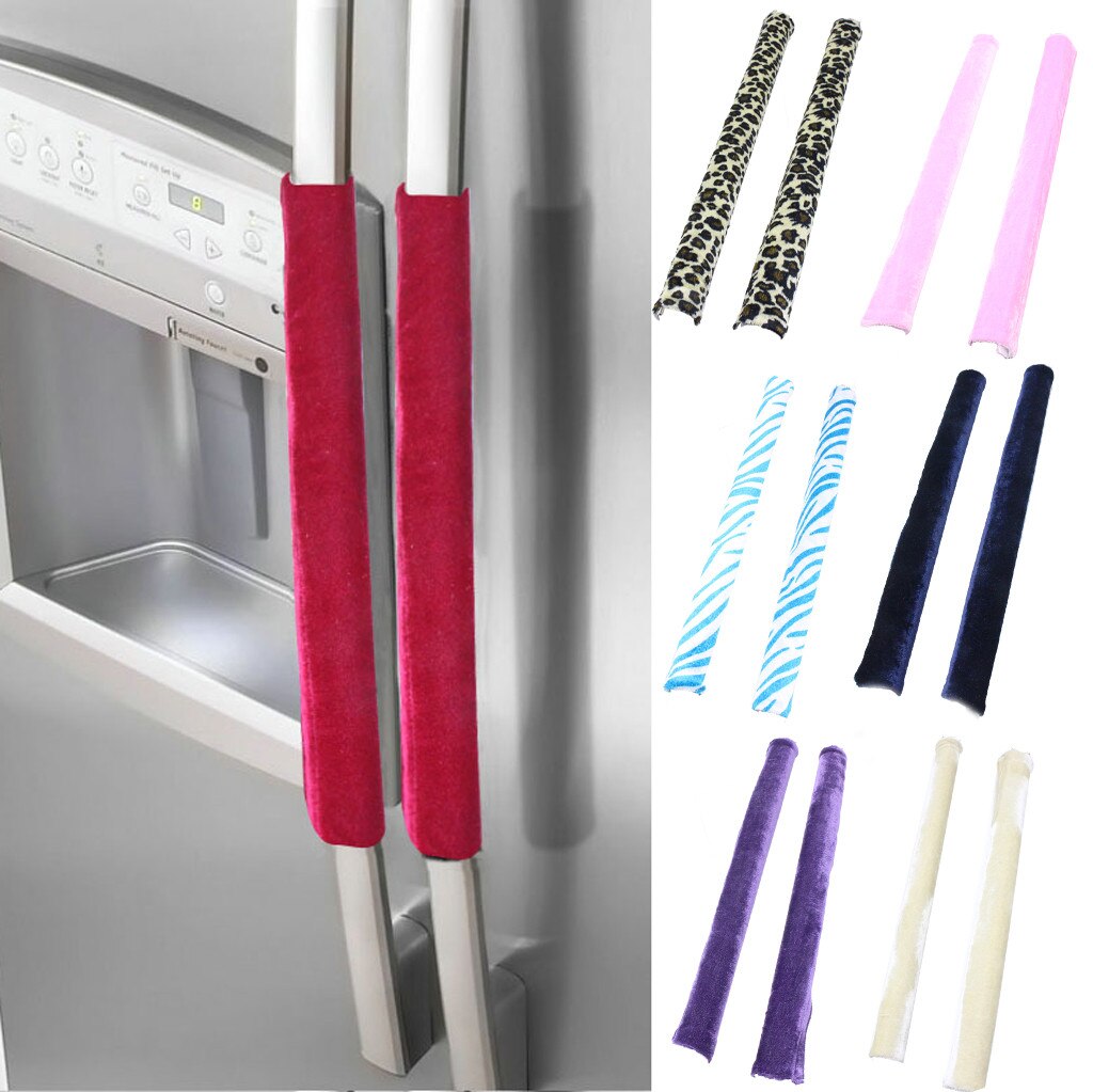 Et par køleskabshåndtagsdæksel køkkenapparat køleskabsdæksel vaskbar flerfarvet klud køleskabshåndtagsdæksel