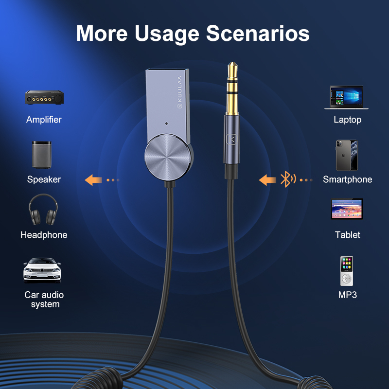 Adattatore Bluetooth Aux per Auto Jack da 3.5mm USB Bluetooth 5.0 ricevitore altoparlante Kit vivavoce per Auto trasmettitore Audio per musica