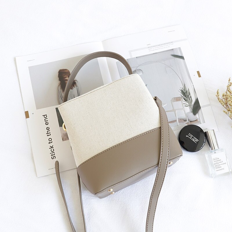 EXCELSIOR PU Patchwork Women's Bucket Bags Shoulder Bags for Women Versatile Crossbody Bag sac a main femme malas ombro: Grey