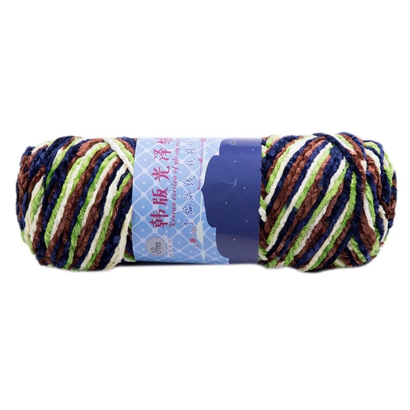 200g kamgarn faux akryl regnbågsfärg glänsande stickat garn tjock virktråd a: B