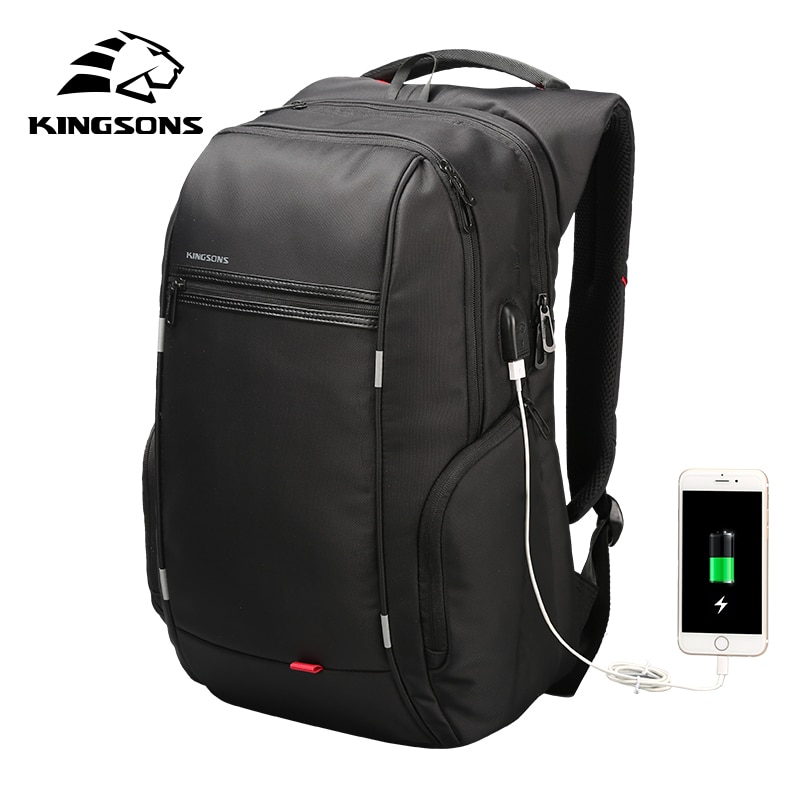 KINGSONS Laptop Backpack Men 13.3 15.6 17.3 inch Travel Office Work Women Backpack Business Bag Unisex Black Backpack Back Pack