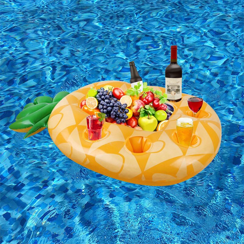 Pool Inflatable Coaster Tray Pineapple Rainbow Cloud Shape Drink Plate Floats Cup Holder Organizer Supply Pool Food Holder