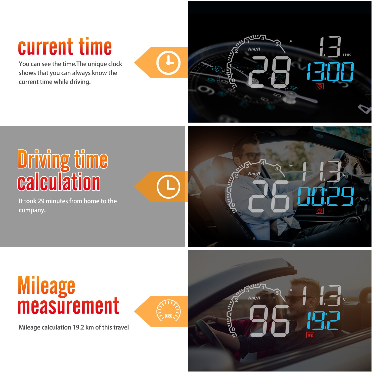 HUD Head-up Display Tachometer Temperatur Alarm OBD2 Smart Auto System Auto Elektronik Projektor Auf die Auto Windschutzscheibe
