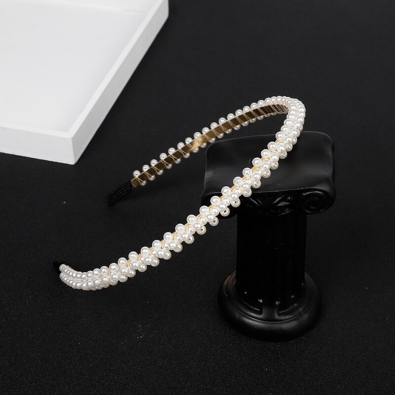 1PC Unique Hair Accessories Women Seaside Party Graceful Beautiful White Imitation Pearl Korean Headband Valentines: 08