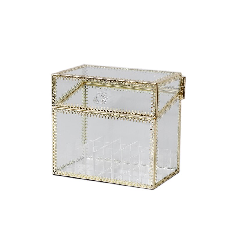 Boîte de rangement de maquillage doré boîte de rangement étui cosmétique en verre pour rouge à lèvres soins de la peau vernis à ongles présentoir de parfum: 15