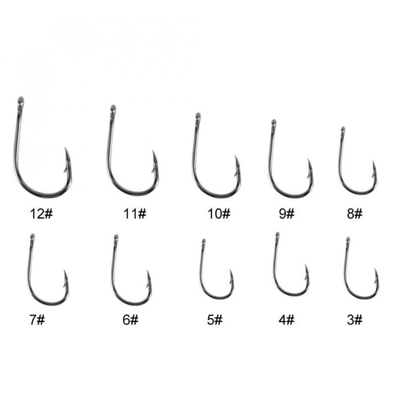 Lot Box Set 10 Sizes Sea Fishing Hooks High Carbon Steel Jig Fish Tackle Hook Size 3 to 12 Perforated