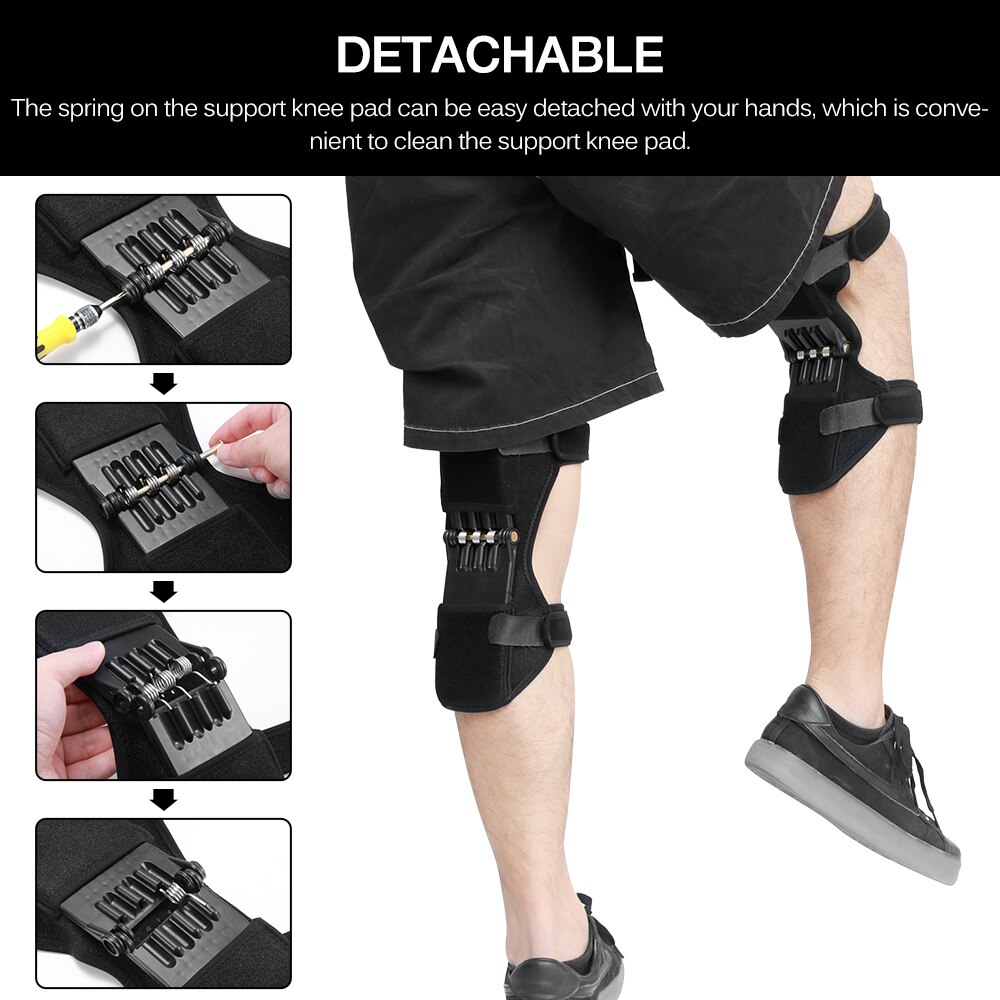 Genouillère soutien articulaire ressort Force Booster jambe protecteur genouillères respirant antidérapant puissance ascenseur genouillères rebond
