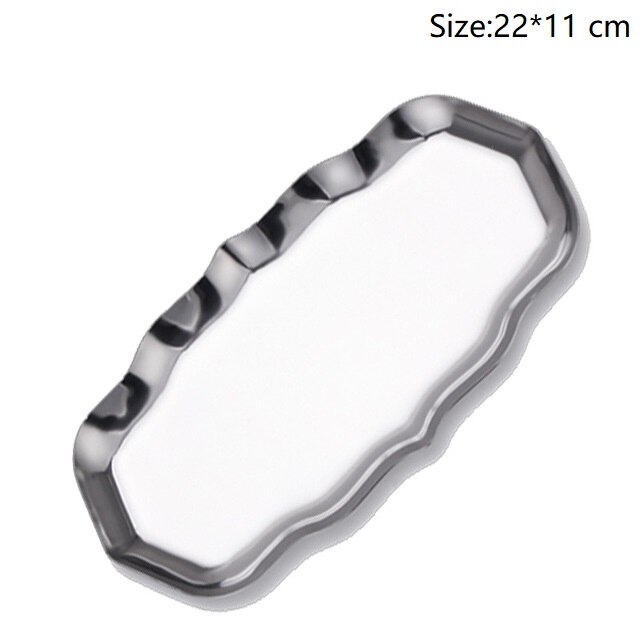 Färgglad metallförvaringsbricka guld oval prickig fruktfat smycken örhänge display fat dessert bröd tallrik kök bar porslin: A-silver