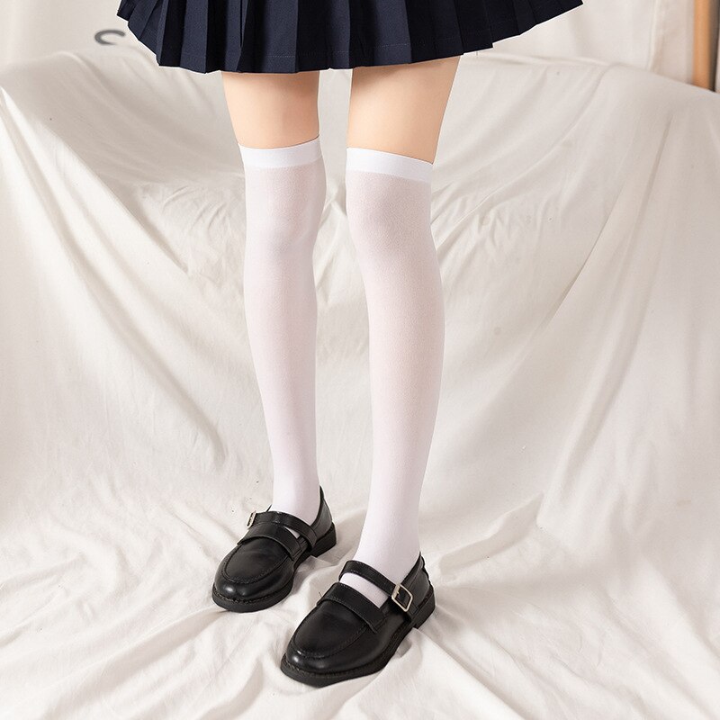 5-15Y Girls Knee High Socks Kids Boys Football Solid Sports School White Socks Skate Children Baby Danceing Show Stockings: White Socks 3