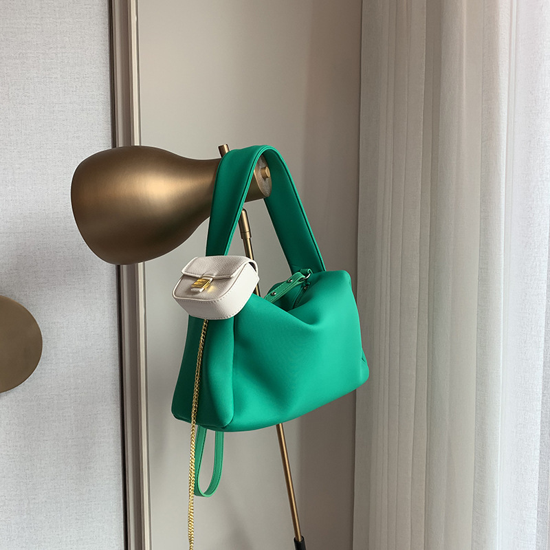 Mode Zachte Neopreen Vrouwen Schoudertas 2 Bags/set Handtas Merken Kettingen Samengesteld Tassen Voor Vrouwen Kussen Tas: Green